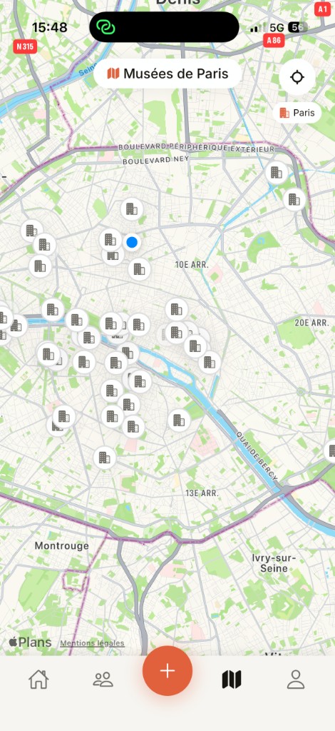 The Colta map of Paris museums with dozens of pins across the city